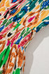 Bohemian Abstract Print V Neck Smocked Waist Tiered Ruffle Mini Dress